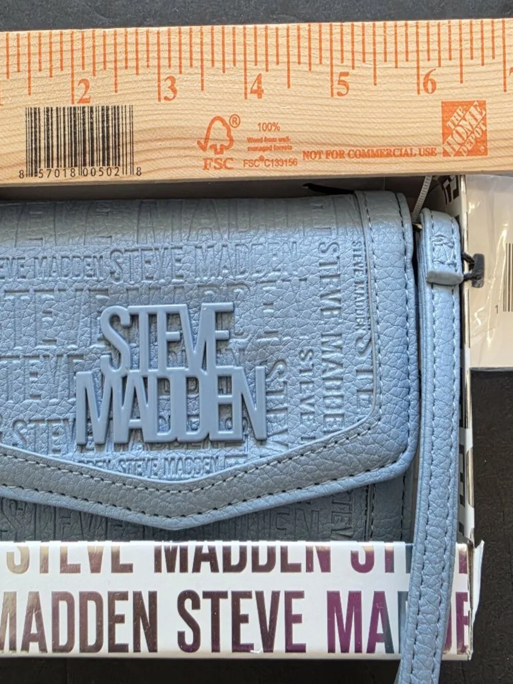 Steve Madden Denim & Embroidered Boxed BBRETT Wallet + Wrist Strap NWT MB194600